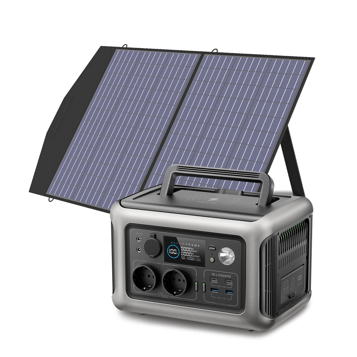 ALLPOWERS R600 Solar Generator with SolarPanel (Optional), 600W 299Wh LiFePO4 Portable Power Station with Solar Charger for Camp