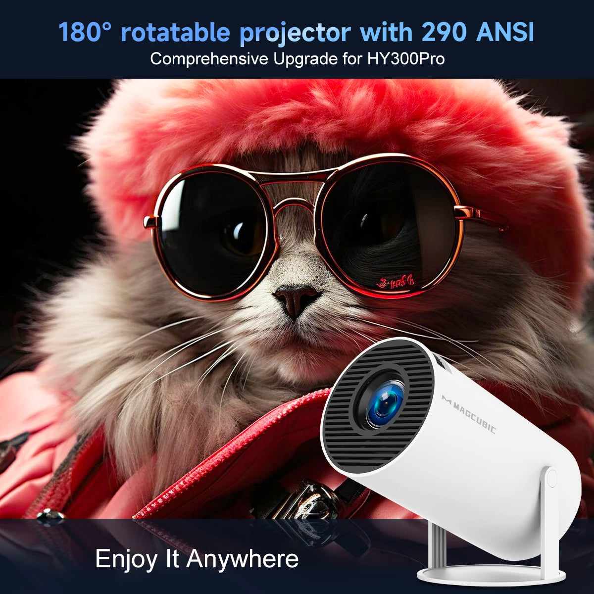 Magcubic Mini Portable HY300 Pro Projector 8K Full HD Native 720P 290 ANSI BT5.4 Android 14 Home Theater Outdoor Projector