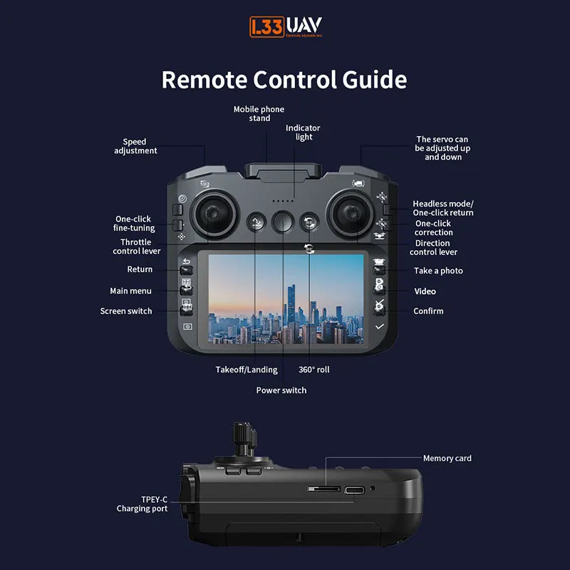L33 HD Large-screen Drone, Ultra-long Flight Range, Stable High-altitude Endurance, Large-screen Remote, Precise Control