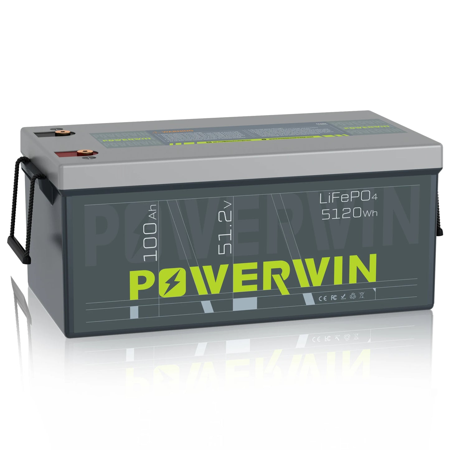 POWERWIN BT100 12.8V 100Ah 1280Wh LiFePO4 Battery 4000+Deep Cycle Rechargeable Built-in BMS Grade A Cell Solar Power Inverter RV