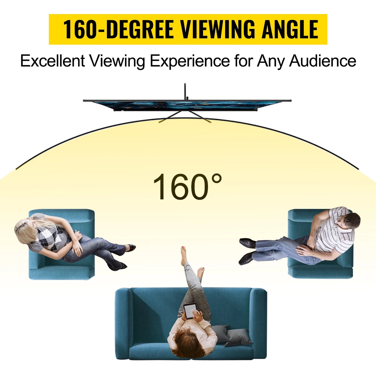 SucceBuy 60 70 80 90 100 110 in Tripod Projector Screen W/ Stand 16:9 4K HD Portable Home Cinema for Indoor & Outdoor Projection
