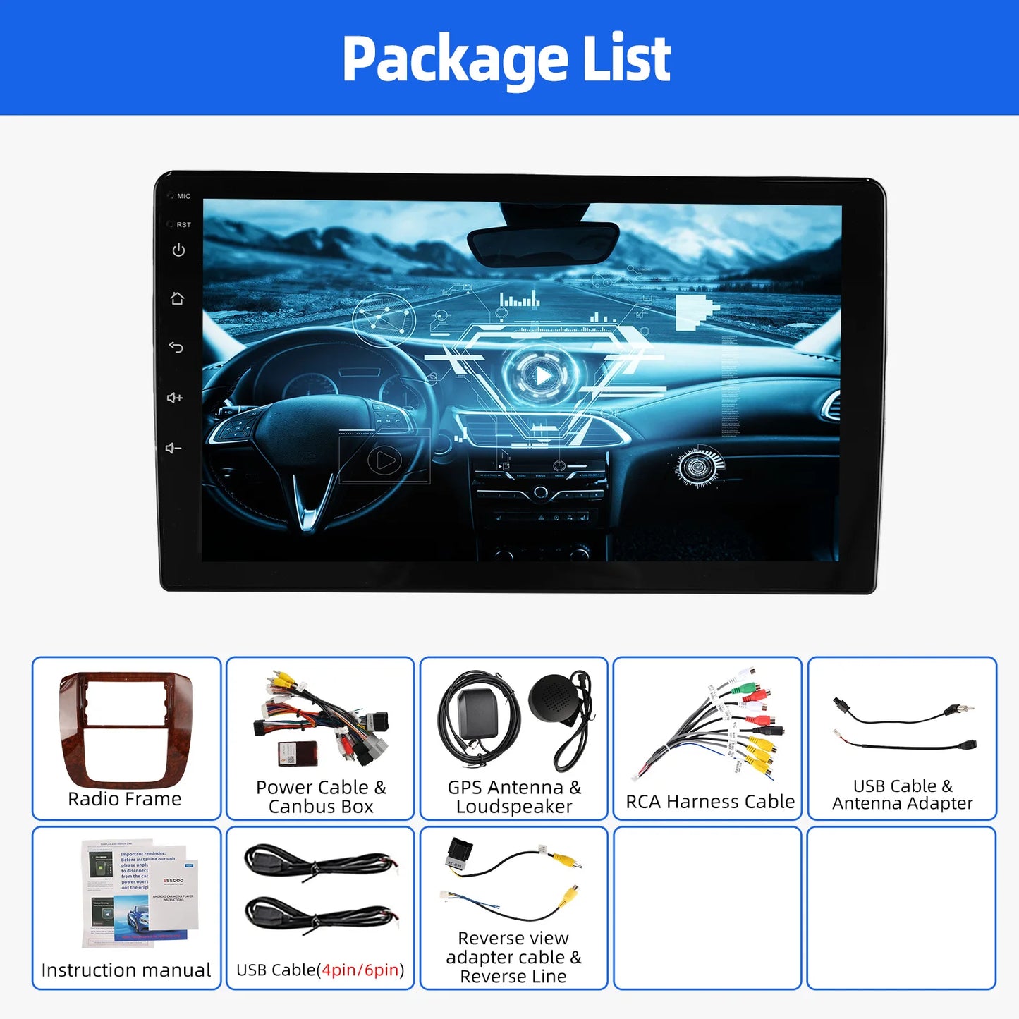 9" For GMC Chevy 2007-2014 Tahoe Suburban Wireless CarPlay Android14 Radio Stereo WiFi GPS Bluetooth Touch Screen SWC+DVR&Camera