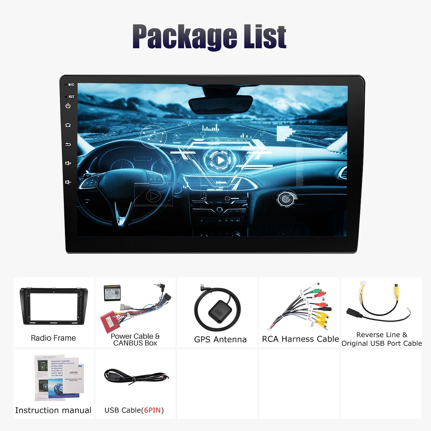 9" Android 14 Car Stereo Radio 4+64G For Mazda 3 2003-2009 GPS Navigation Apple CarPlay WiFi Bluetooth FM/RDS SWC+DAB&DVR&Camera