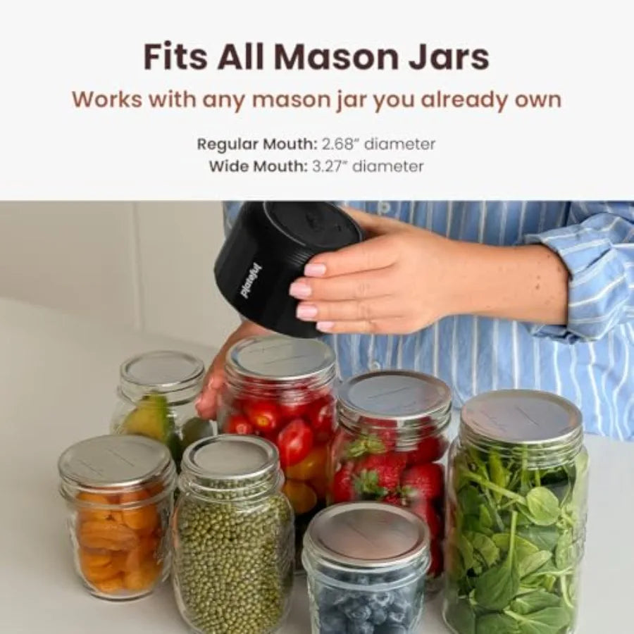 Electric Mason Jar Vacuum Sealer Kit Lids Included For Wide Mouth And Regular Mouth Jars Portable Jar Vacuum Sealer Canning Mac