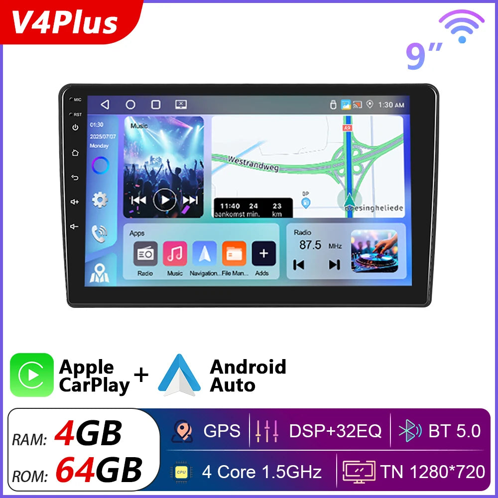 Podofo 8G 128G 2din Car Android Radio Multimedia Player 7/9/10" GPS for Toyota Volkswagen Hyundai Nissan Kia Renault Suzuki Lada