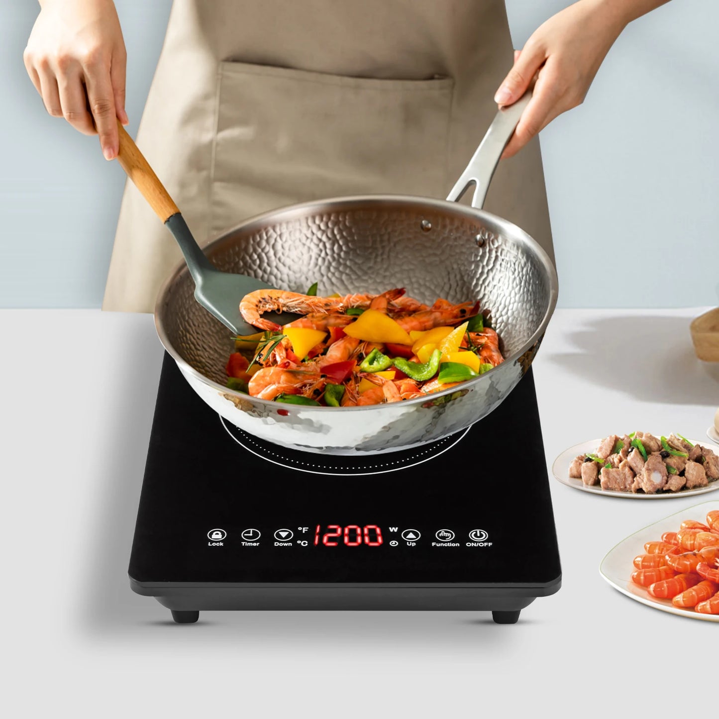 1800W Induction Cooktop Hot Plate Portable Induction Cooktop w/Ultra Low Noise  for Kitchen Countertop Use