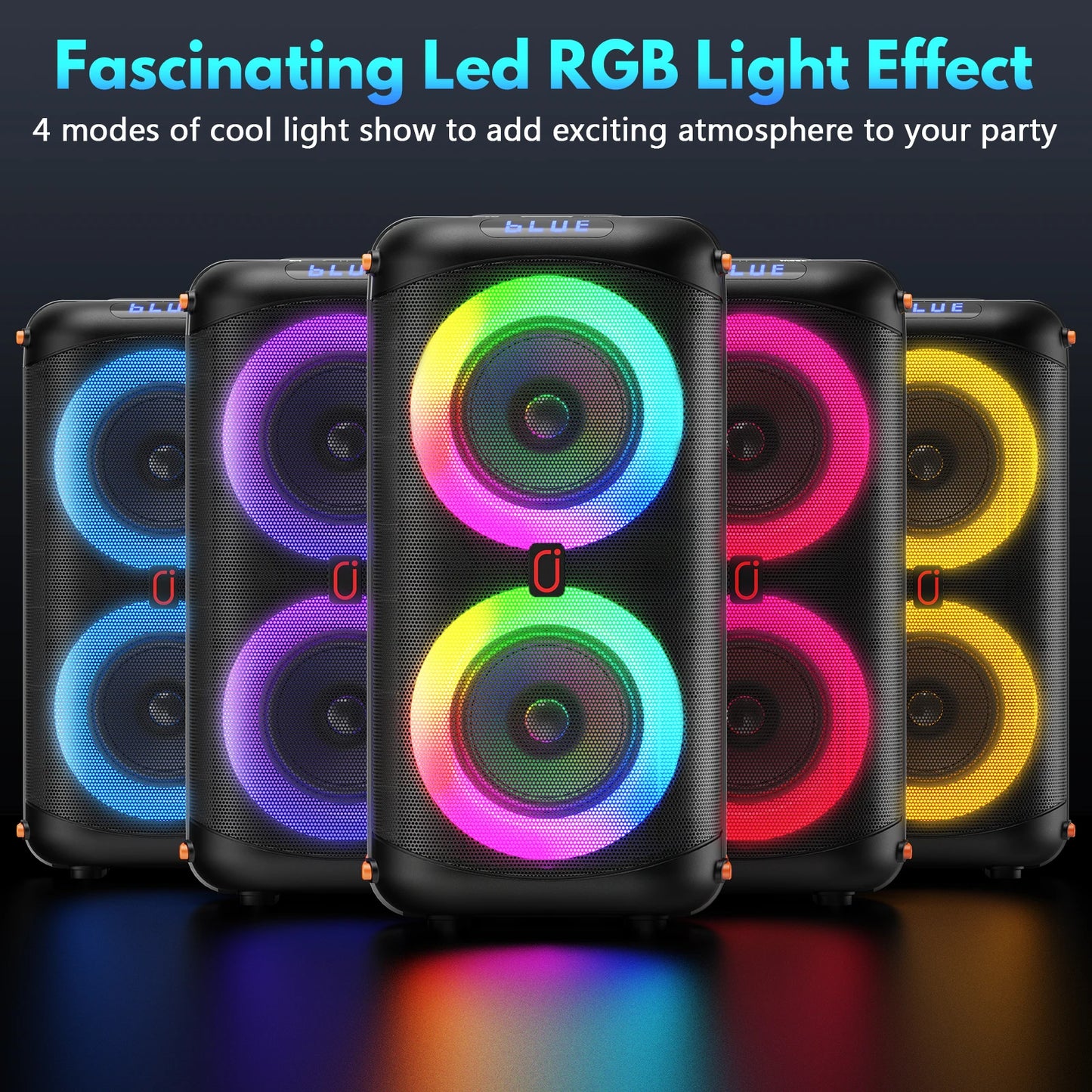 T27 Wireless Bluetooth Speaker, Karaoke Machine with 2 Microphone, Home Karaoke Party Speaker with Led Light