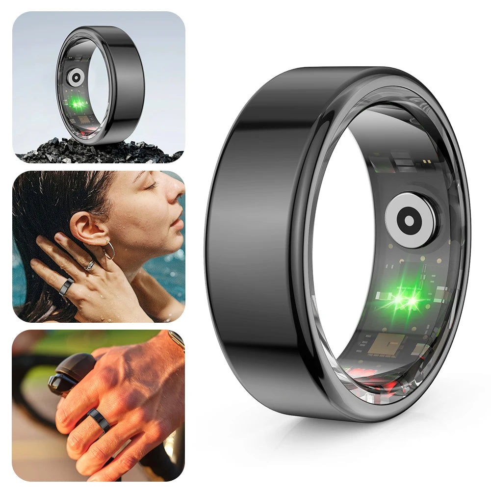 R02 Smart Ring Fitness Tracker Ring IP68 & 5ATM Waterproof Blood Oxygen Tracker Multi-sport Modes Wearable for Android for IOS