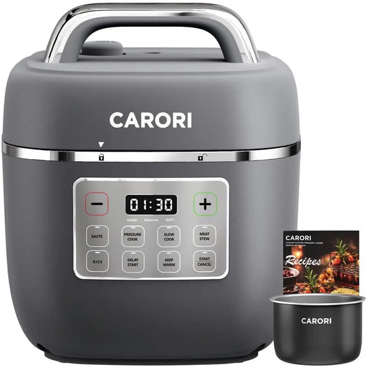 Pressure Cooker 3QT, 8Function Compact MultiCooker with Ceramic Nonstick Pot for Saute, Pressure Cook, Slow Cook, Meat Stew, Ric