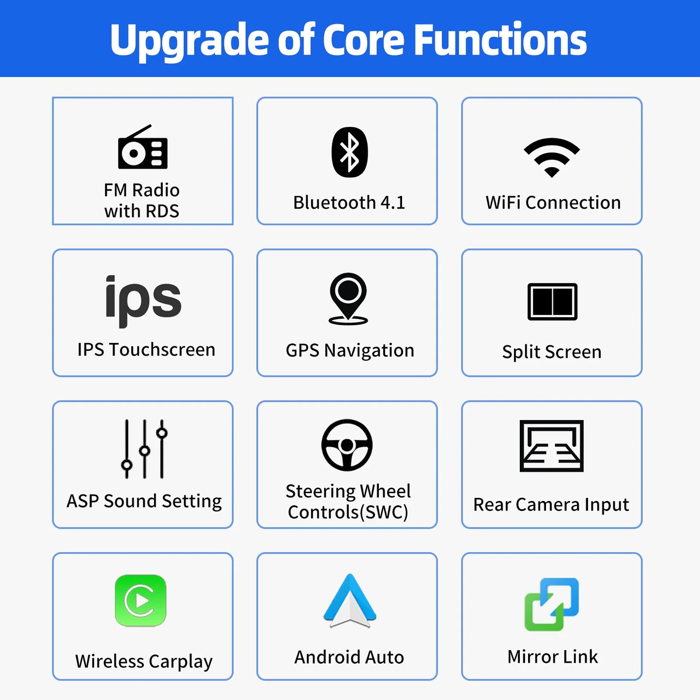 ESSGOO 7"/9"/10“ 2 DIN Android 14 4+64G Car Stereo Carplay Android Auto GPS SAT Navi Bluetooth FM RDS Radio WIFI Touchscreen