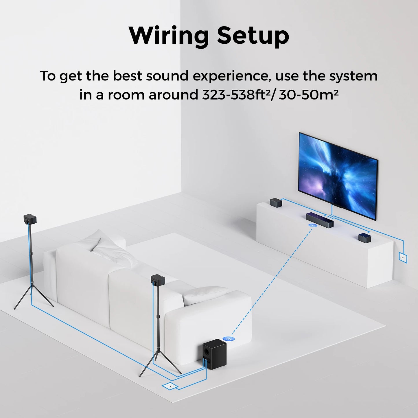 ULTIMEA 500W 7.1ch Dolby Atmos Soundbar with Wireless Subwoofer & 4 Surround Speakers, Home Theater System with APP Control