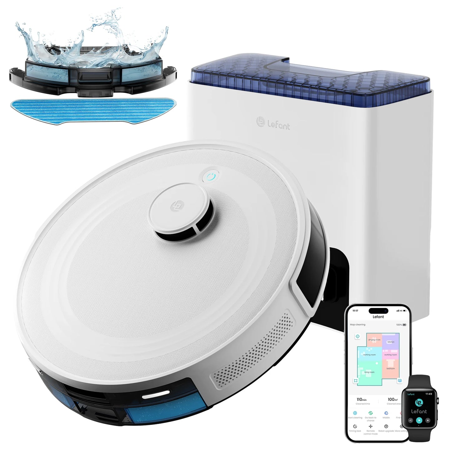 LEFANT M2L Plus Robot Vacuum Cleaner with Mapping, 6000Pa Suction, Emptying Station, Automatic Washing and Drying, DTOF Laser