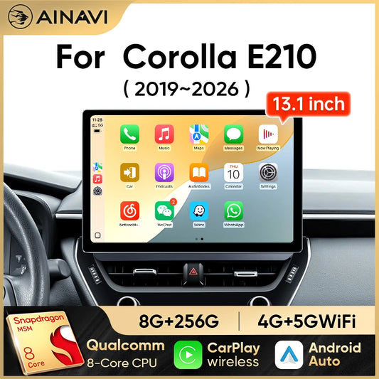 Ainavi Car Multimedia For Toyota Corolla 2019-2026 Car Radio E210 Wireless Carplay Android Auto 4G Big Screen DSP Audio GPS HDMI