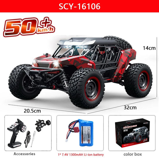 16106 1:16 50KM/H 4WD RC Car With LED Remote Control Off-road Cars High Speed Drift Monster Truck for Kids vs Wltoys 144001 Toys