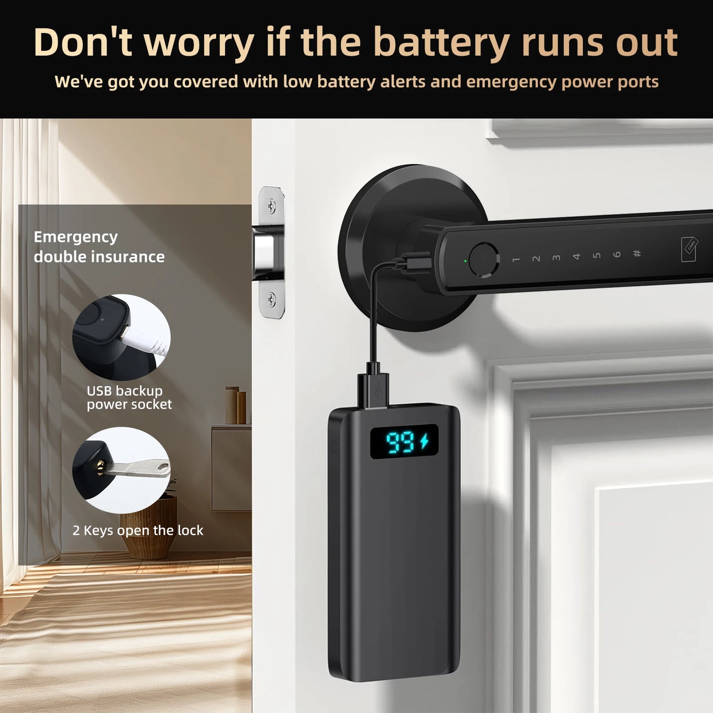 Viladepot Smart Lock Fingerprint Door Lock App Control Passcode Unlock Electronic Touchscreen Keypad