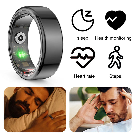R02 Smart Ring Fitness Tracker Ring IP68 & 5ATM Waterproof Blood Oxygen Tracker Multi-sport Modes Wearable for Android for IOS