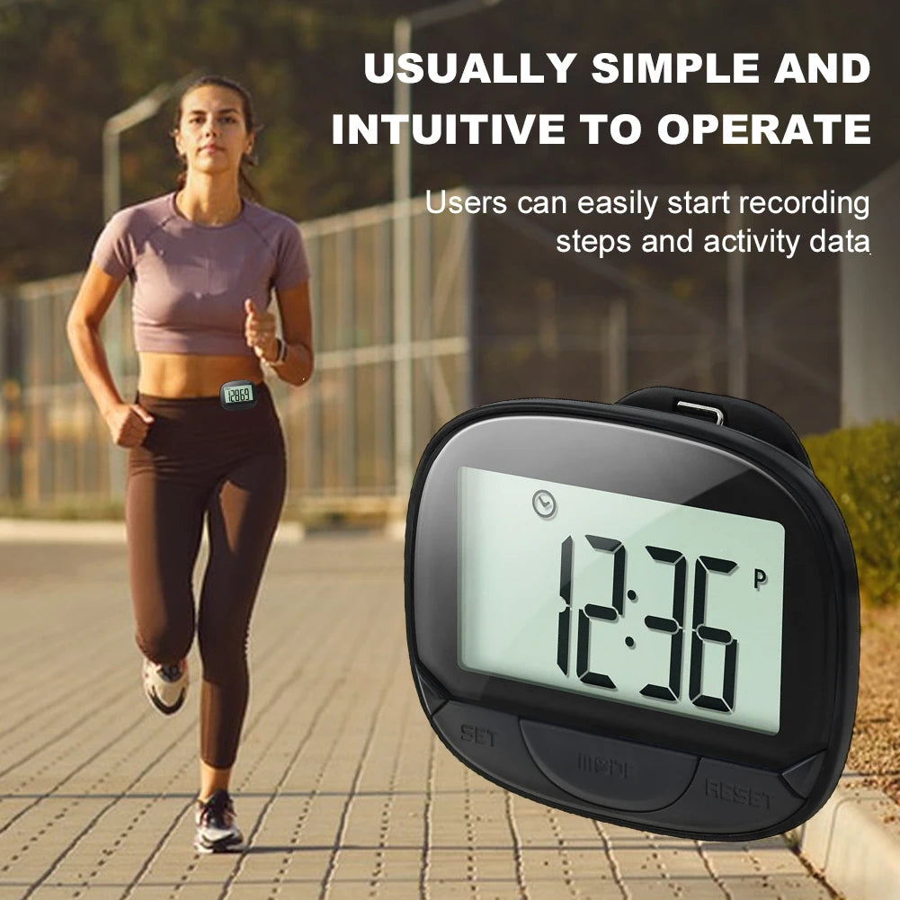 Clip-On Pedometer Step Counter Digital Display Calorie Pedometer Large Screen Multifunctional for Outdoor Sports