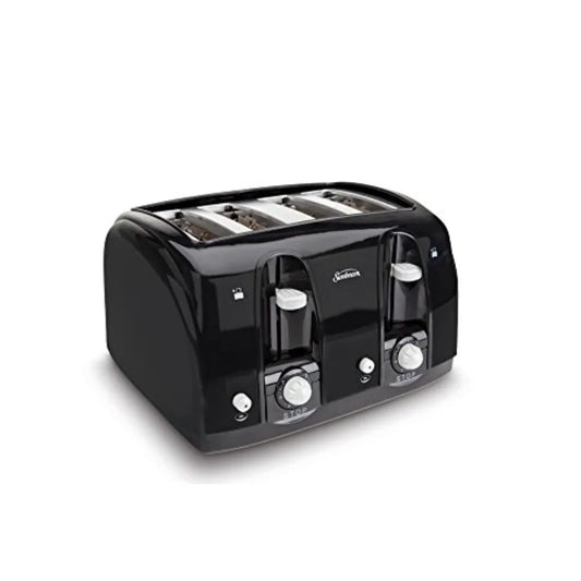 Wide Slot 4-Slice Toaster Black for Home Kitchen Use Durable Stainless Steel Construction Sleek Black Finish Fast and Even Toas
