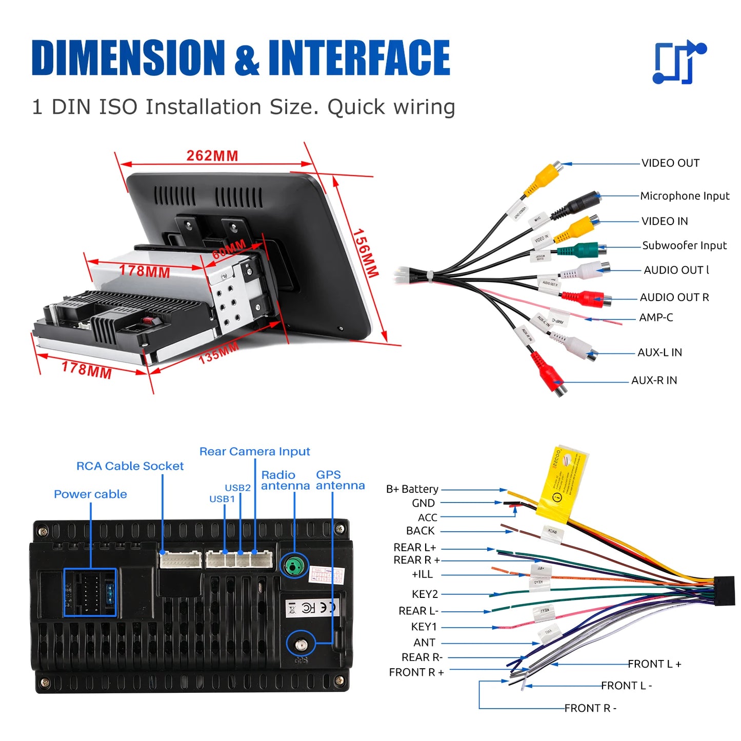 ESSGOO 10.1 Inch 4+64GB Rotatable IPS Touchscreen Single 1 DIN Car Stereo Wireless Apple Carplay Android Auto FM Bluetooth GPS