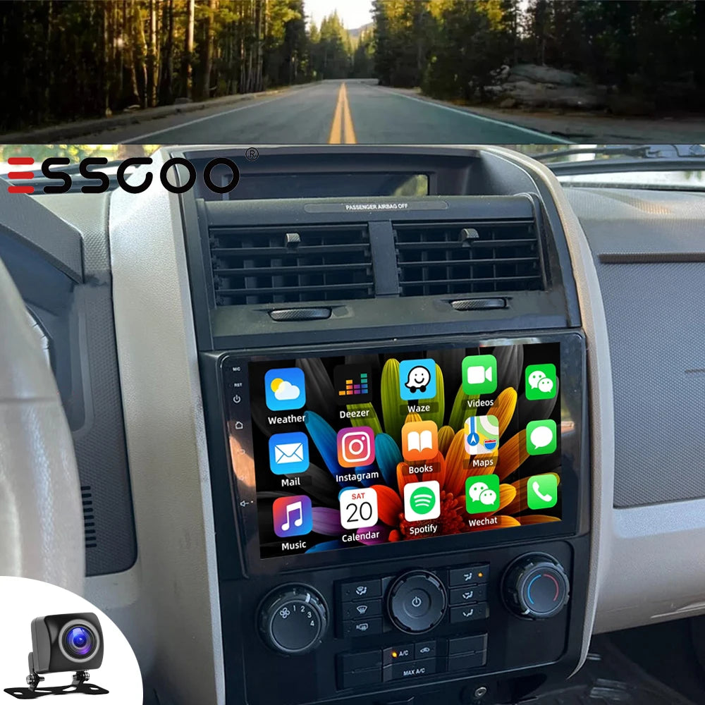 9" Car Stereo Radio For Ford Escape 2007-2012 Apple Carplay GPS Navigation WIFI 2G+32G Android 14 SWC Bluetooth FM/RDS Head Unit