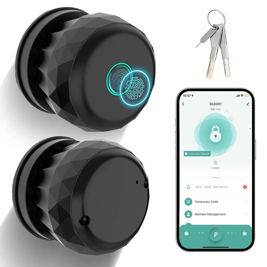 Fingerprint Door Lock Smart Door Knob, Smart Lock Biometric Keyless Entry Door Lock for Home Offices Front Door with App Control