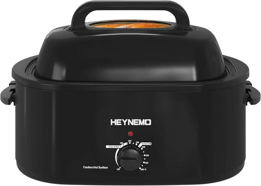 28 Quart Electric Roaster Oven with Visible Lid, Defrost Warm Function, Adjustable Temperature, Removable Rack, Stainless Steel