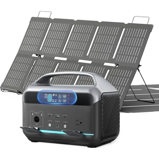 600W Portable Power Station with 100W Solar Panel, 576Wh LiFePO4 Battery, 1-Hour Fast Charge, USB-C PD, Ideal for Outdoors and E