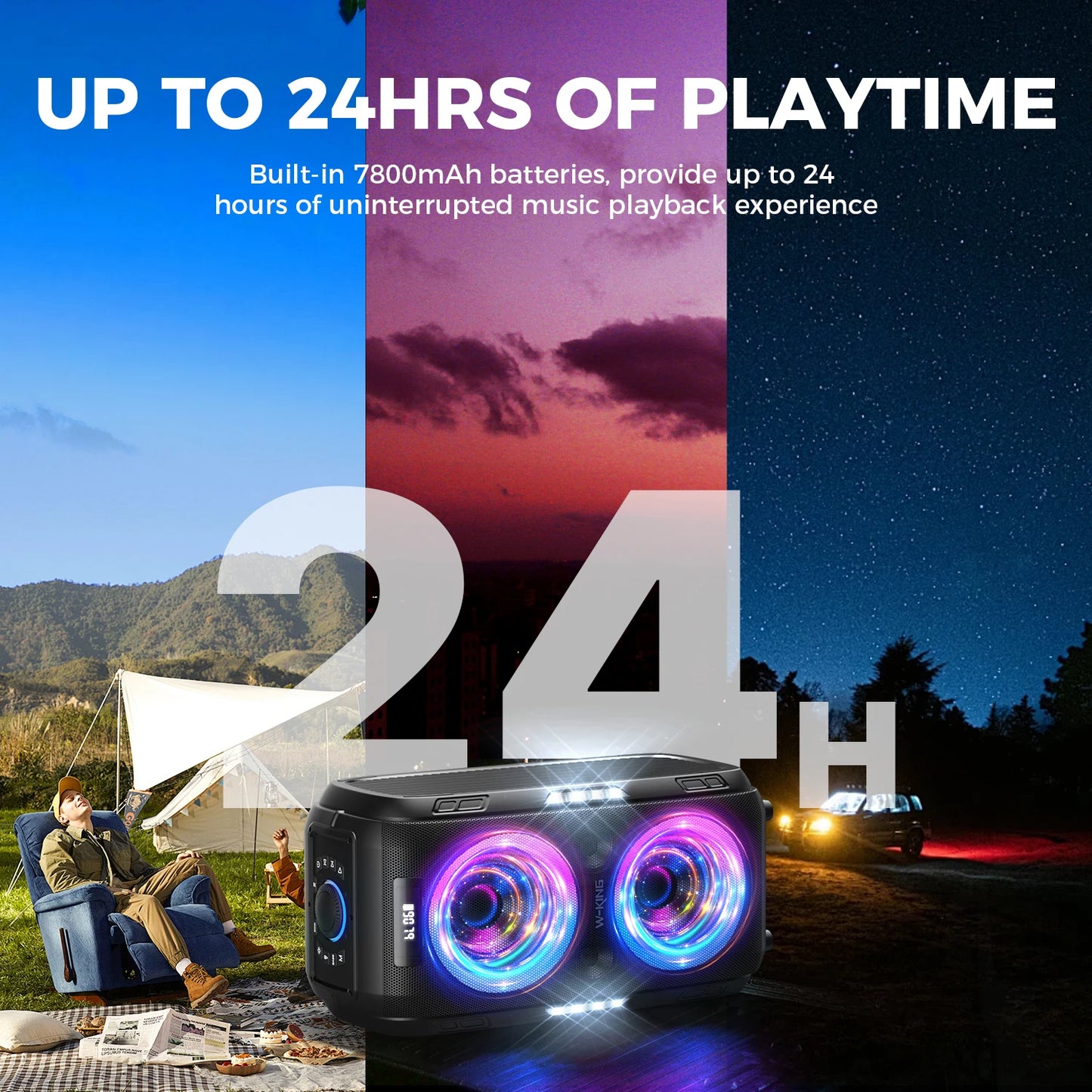 W-KING 250W PEAK Large Bluetooth Speaker Loudest/Massive 120dB/12 Custom Bass, V5.3 Big Party Boombox Portable Speaker Wireless