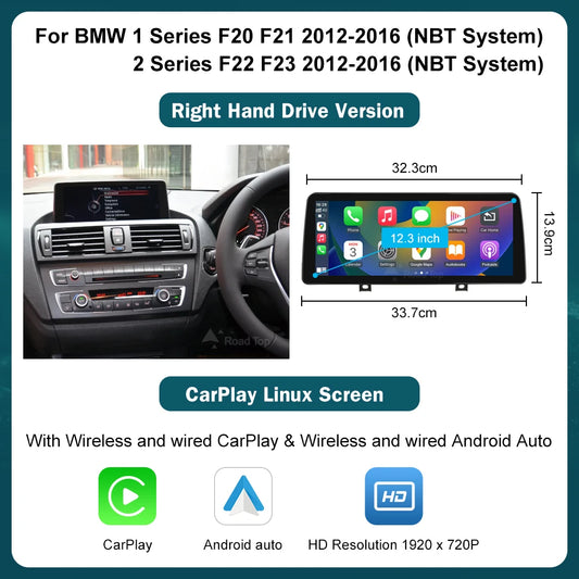 10.25'12.3' Wireless CarPlay Android Auto Multimedia Display Screen For BMW 1 2 3 4 Series F20 F21 F22 F30 F31 F32 F33