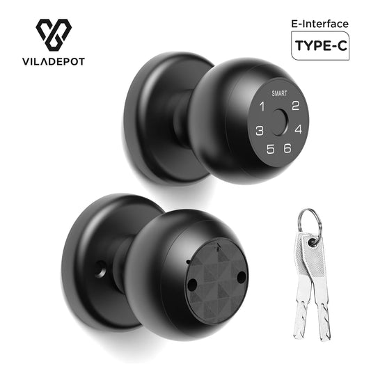 Viladepot Smart Lock Fingerprint Door Lock TYPE-C Interface App Control Passcode Unlock Electronic Touchscreen Keypad Indoor