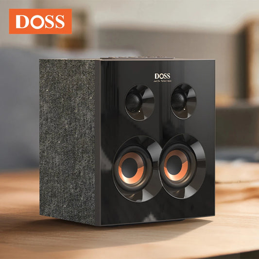 DOSS Home Bookshelf Bluetooth Speaker Powerful 90W Stereo Sound Extra Bass Subwoofer Sound Box 20H Playtime TWS Wireless Speaker