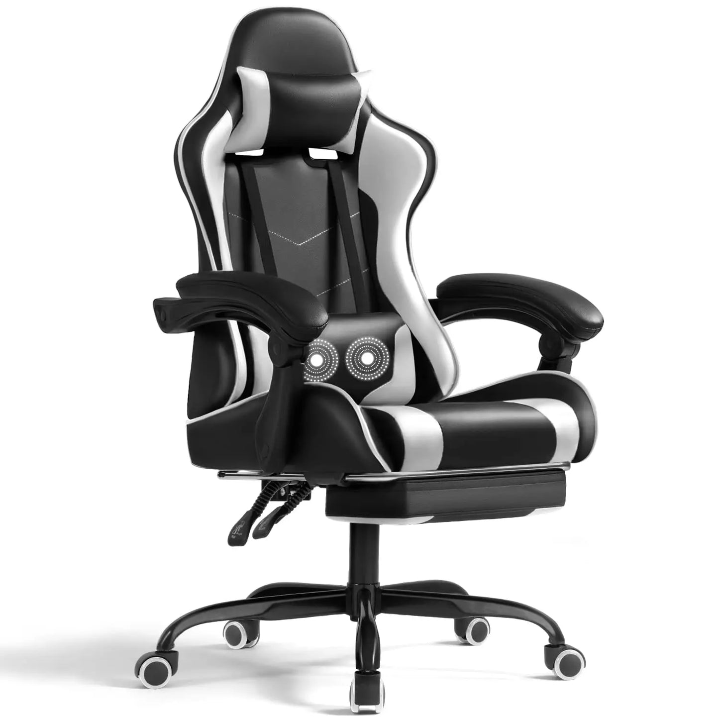 Gaming Chair with Footrest & Massage Lumbar Support, Ergonomic Adjustable Office Chair