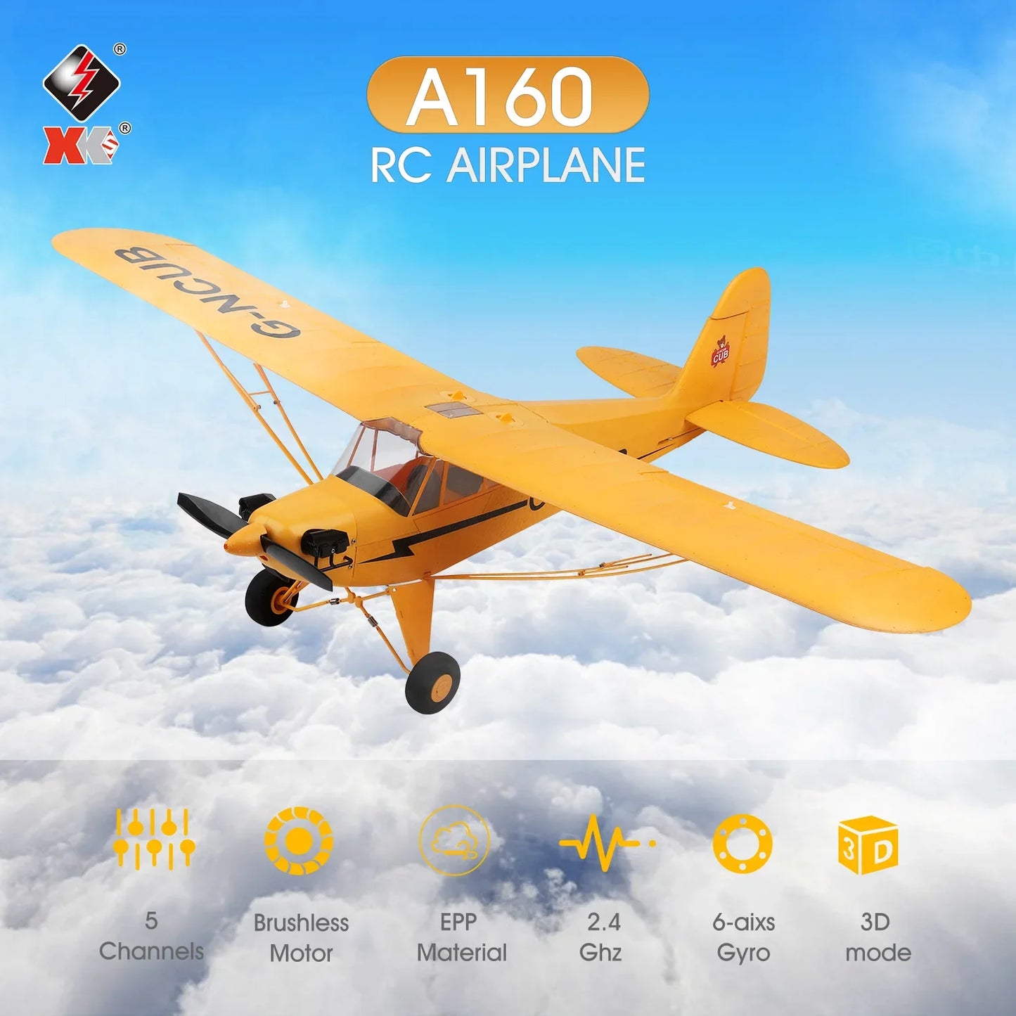 Wltoys XK A160 RC Airplane 5CH 2.4G Radio Remote Control Aircraft 650mm Wingspan 3D/6G Brushless Motor Plane Toys for Children