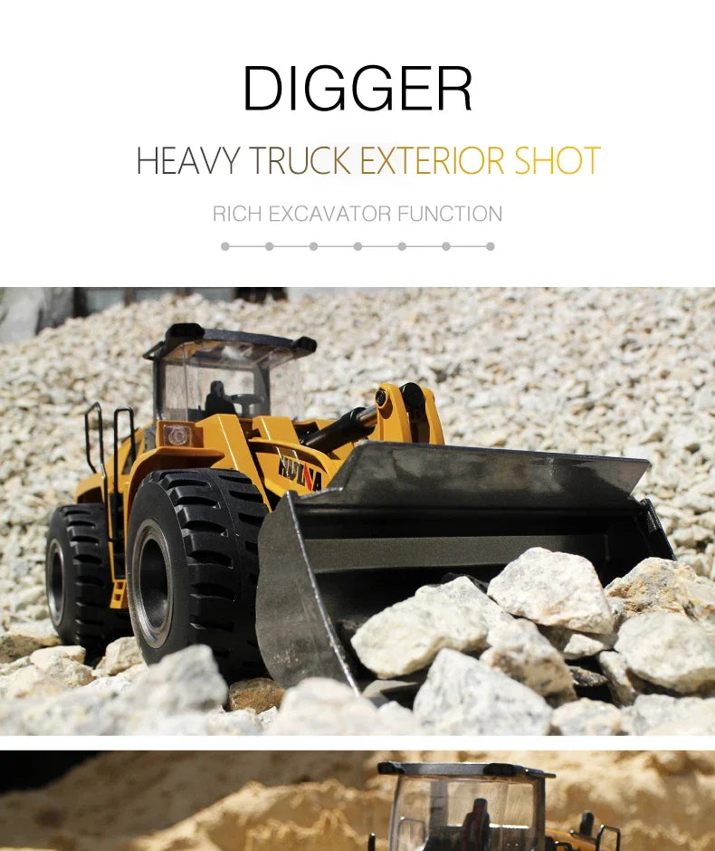 HUINA 22CH 1583 RC Bulldozer 1/14 Semi-Alloy Remote Control Loader Car Engineering Forklift Vehicle Toys for Children