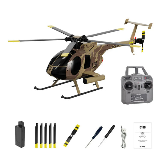 RC ERA C189 MD500 2.4G 6CH UAV 1:28 Fixed Height Single Blade Flybarless RC Helicopter RTF