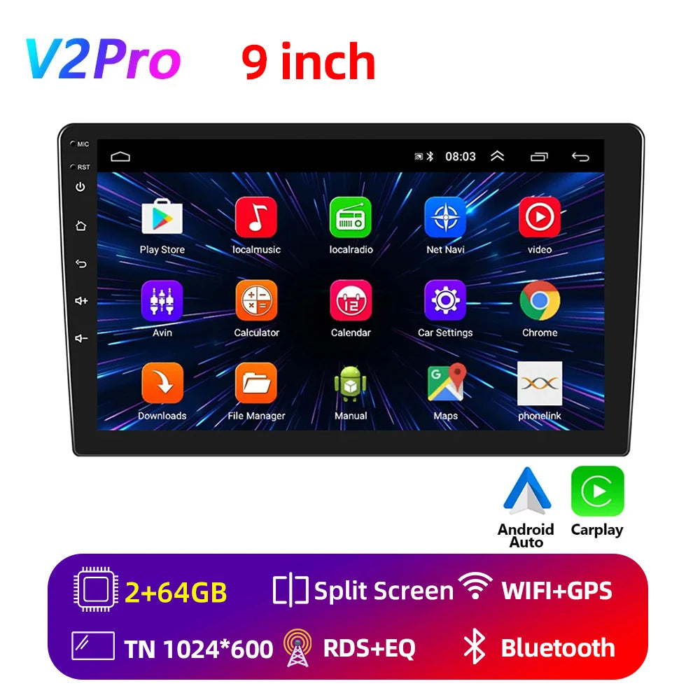 Podofo 8G 128G 2din Car Android Radio Multimedia Player 7/9/10" GPS for Toyota Volkswagen Hyundai Nissan Kia Renault Suzuki Lada