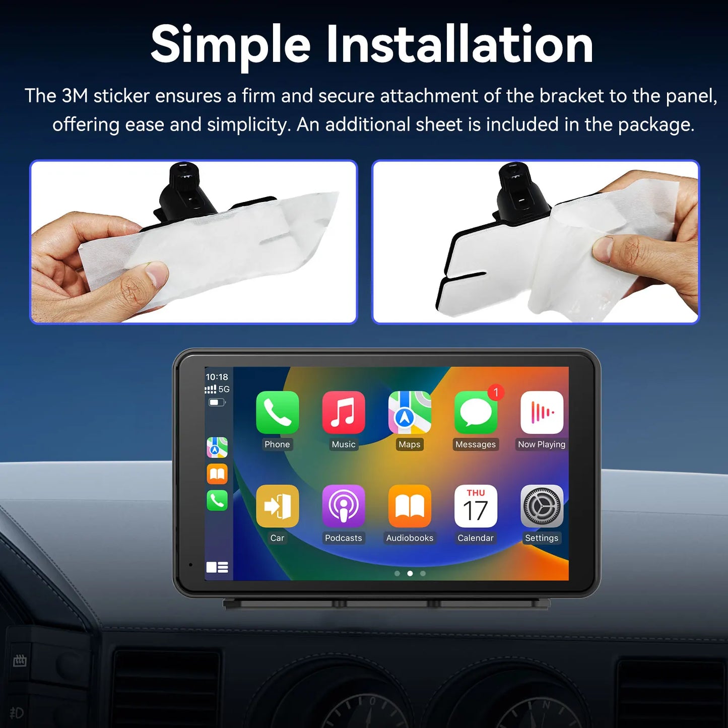 7 Inch Touch Screen Radio for Car Supporting Carplay & Android Auto，Portable Wireless Carplay Screen for Car,Car Audio Receiver