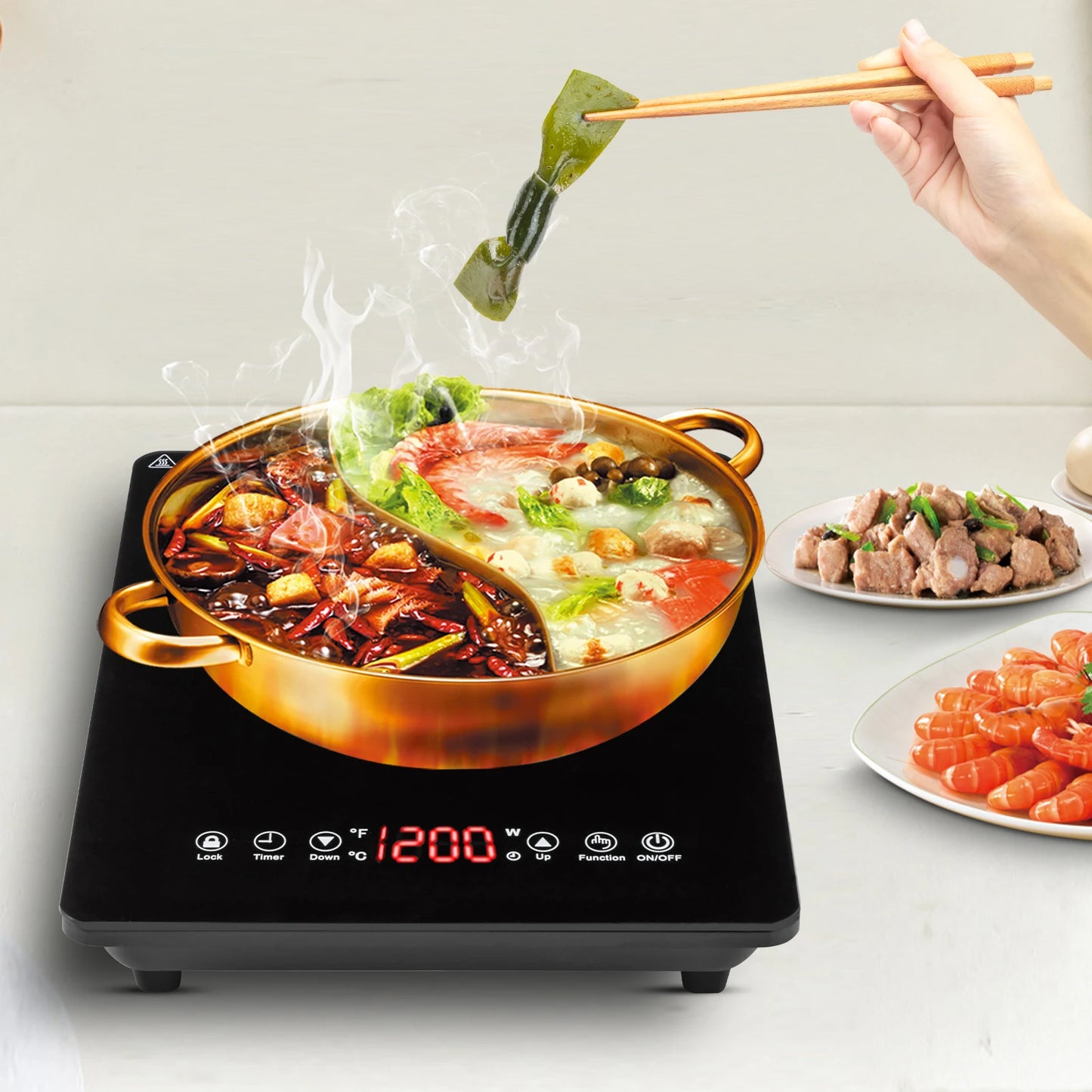 1800W Induction Cooktop Hot Plate Portable Induction Cooktop w/Ultra Low Noise  for Kitchen Countertop Use