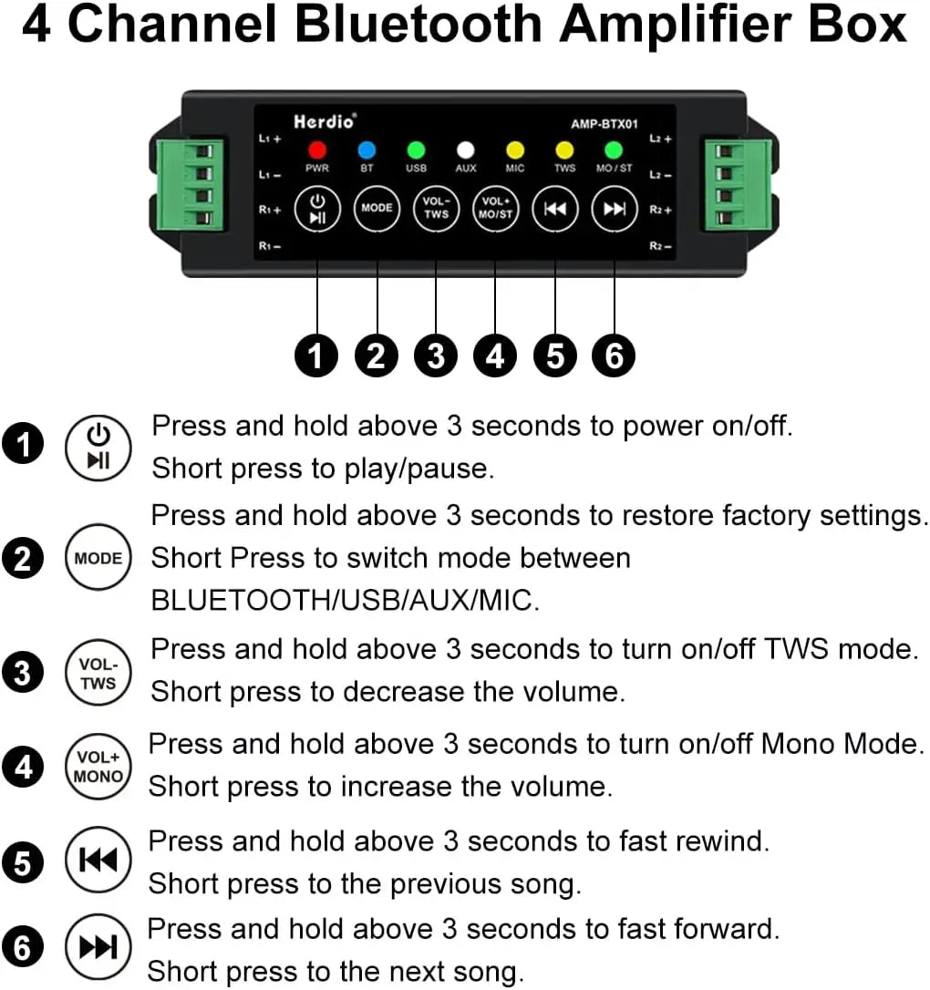 Herdio 4 " 320 Watts 2-Way Bluetooth Ceiling Speakers Package Perfect For Home Theater System Living Room Flush Mount 4 Speaker
