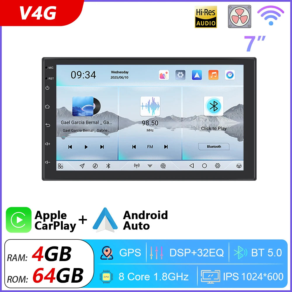 Podofo 8G 128G 2din Car Android Radio Multimedia Player 7/9/10" GPS for Toyota Volkswagen Hyundai Nissan Kia Renault Suzuki Lada