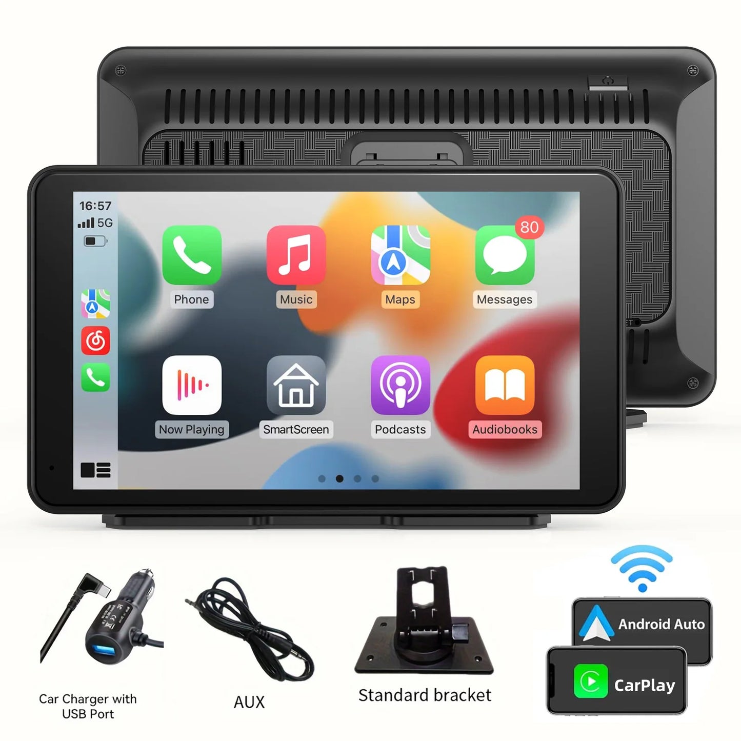 7 Inch Touch Screen Radio for Car Supporting Carplay & Android Auto，Portable Wireless Carplay Screen for Car,Car Audio Receiver