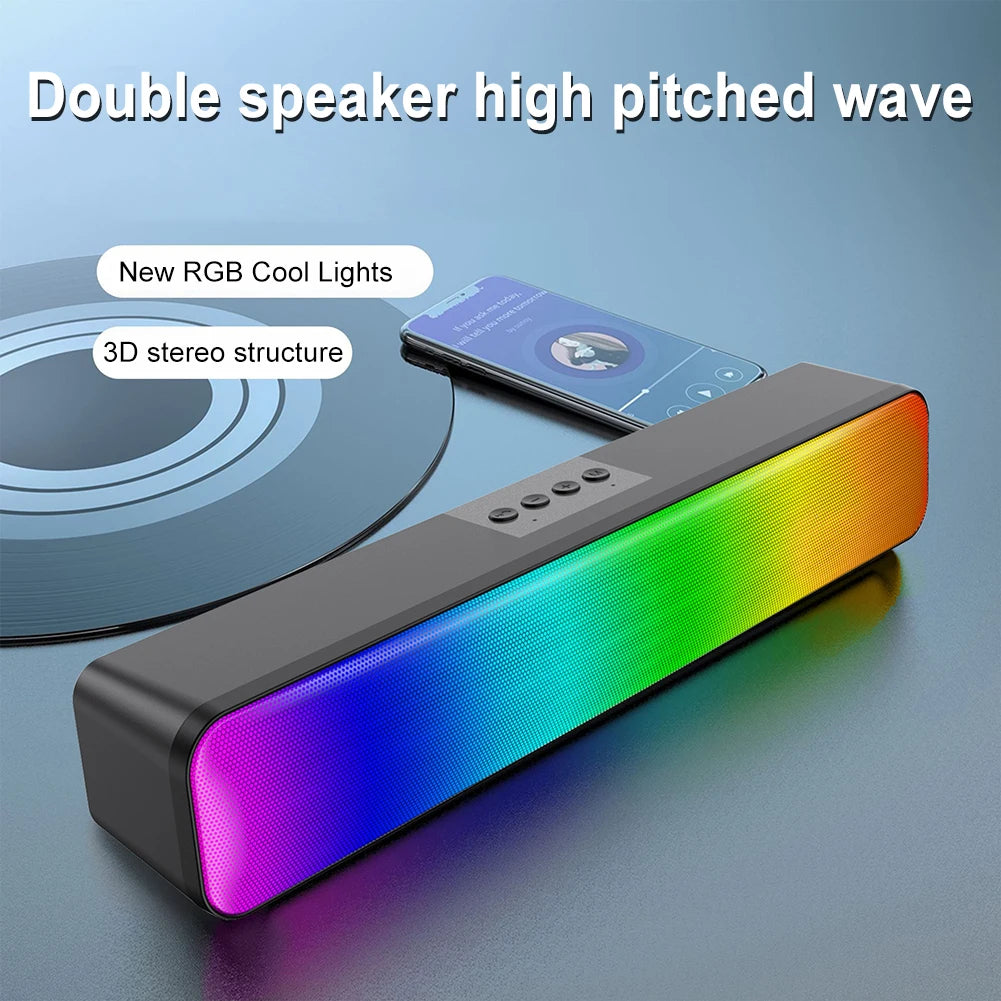 RGB Wireless Speaker Bluetooth HiFi Portable Voice Box For Desk Computer Subwoofer Home Movie Surround Sound Bar Audio Speaker