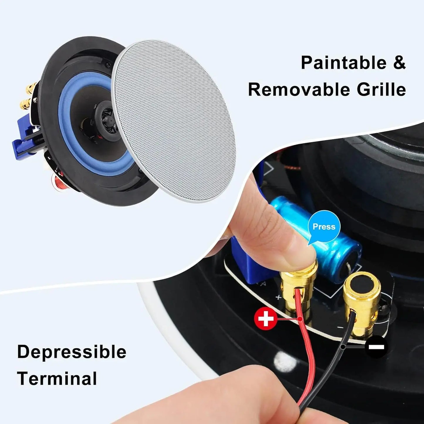 Herdio 4 " 320 Watts 2-Way Bluetooth Ceiling Speakers Package Perfect For Home Theater System Living Room Flush Mount 4 Speaker