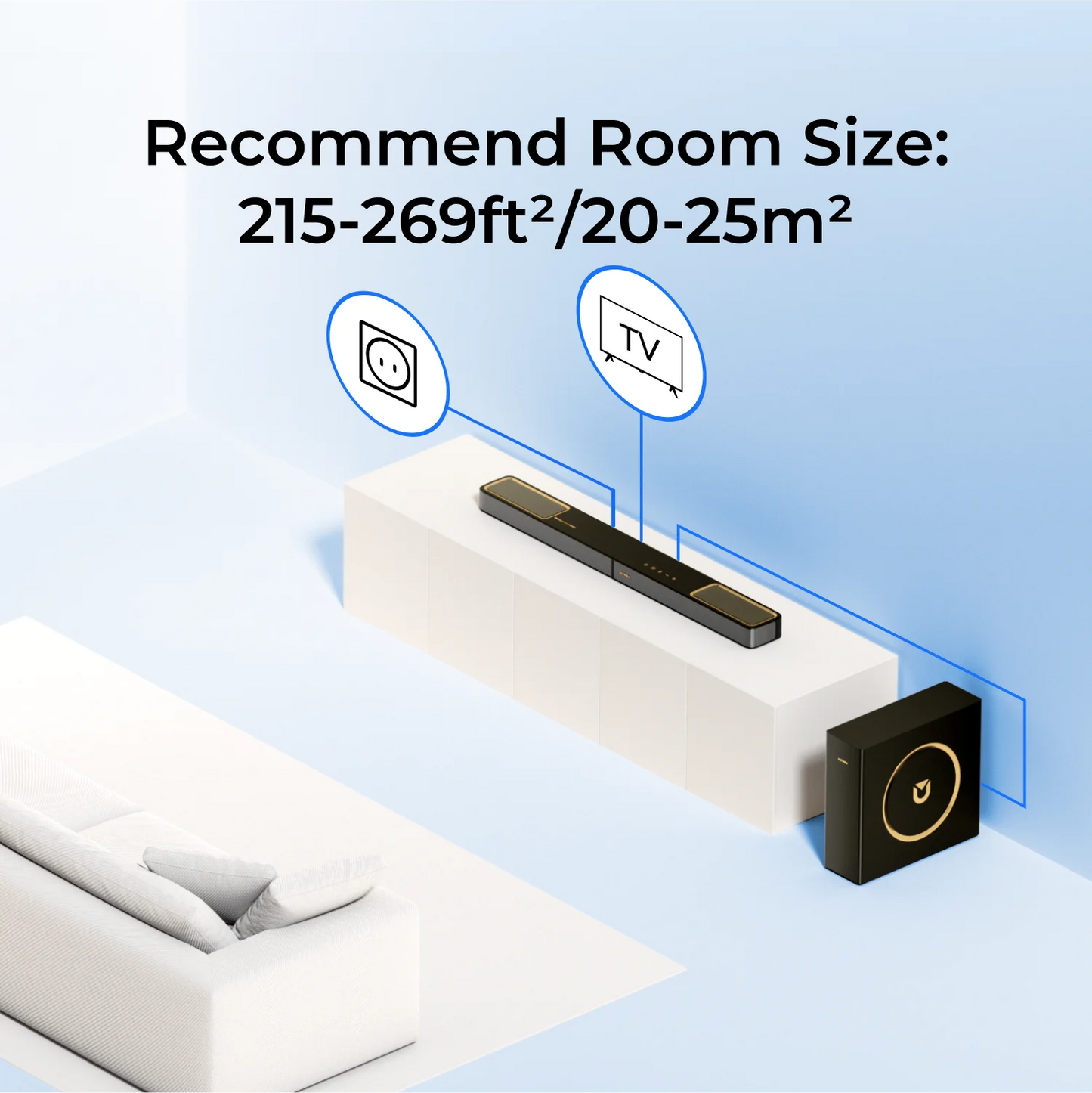 ULTIMEA Skywave F30Boom Soundbar 3.1.2ch Dolby Atmos Sound bar with 5.25'' Wired Subwoofer 300W，Home Theater for TV APP Control