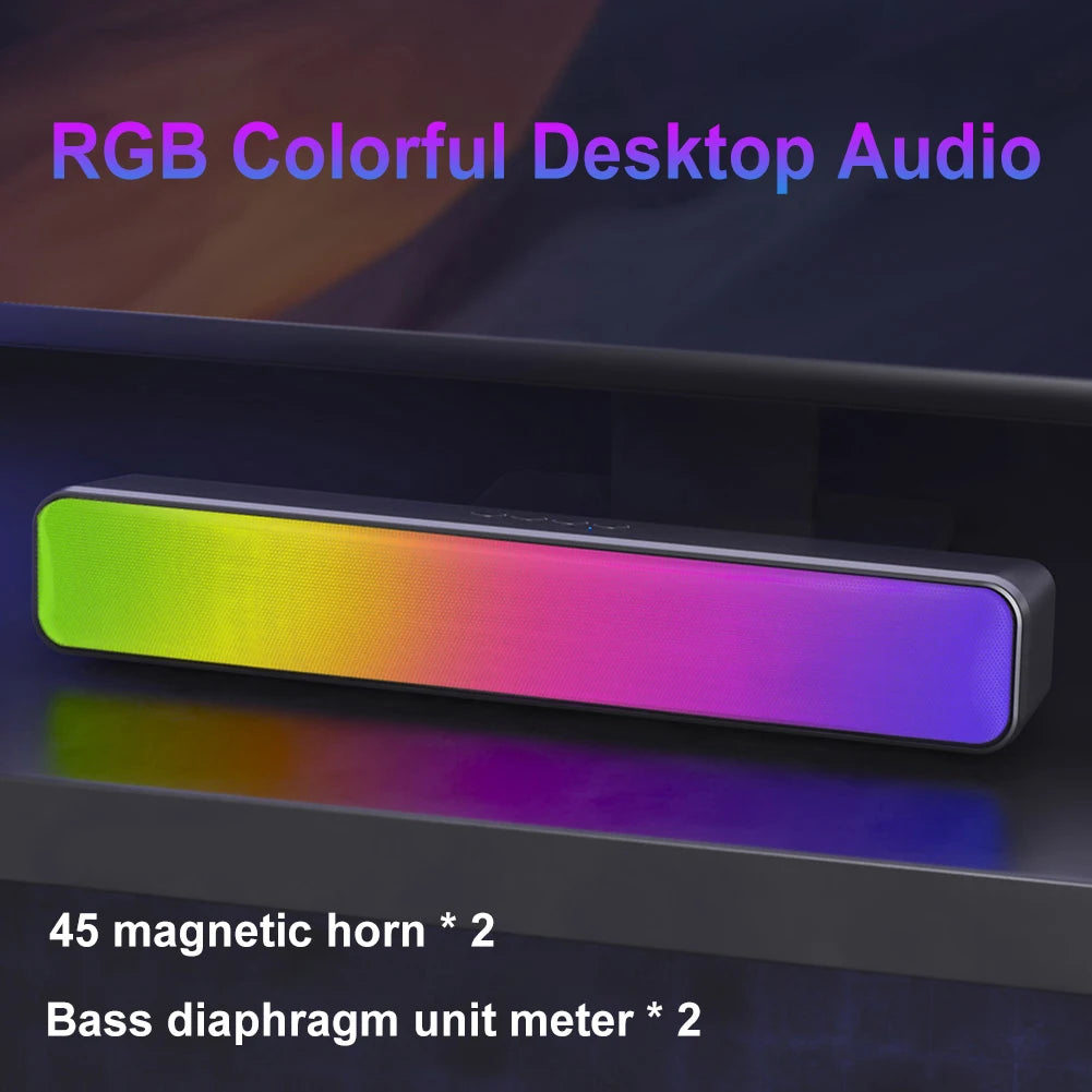 RGB Wireless Speaker Bluetooth HiFi Portable Voice Box For Desk Computer Subwoofer Home Movie Surround Sound Bar Audio Speaker