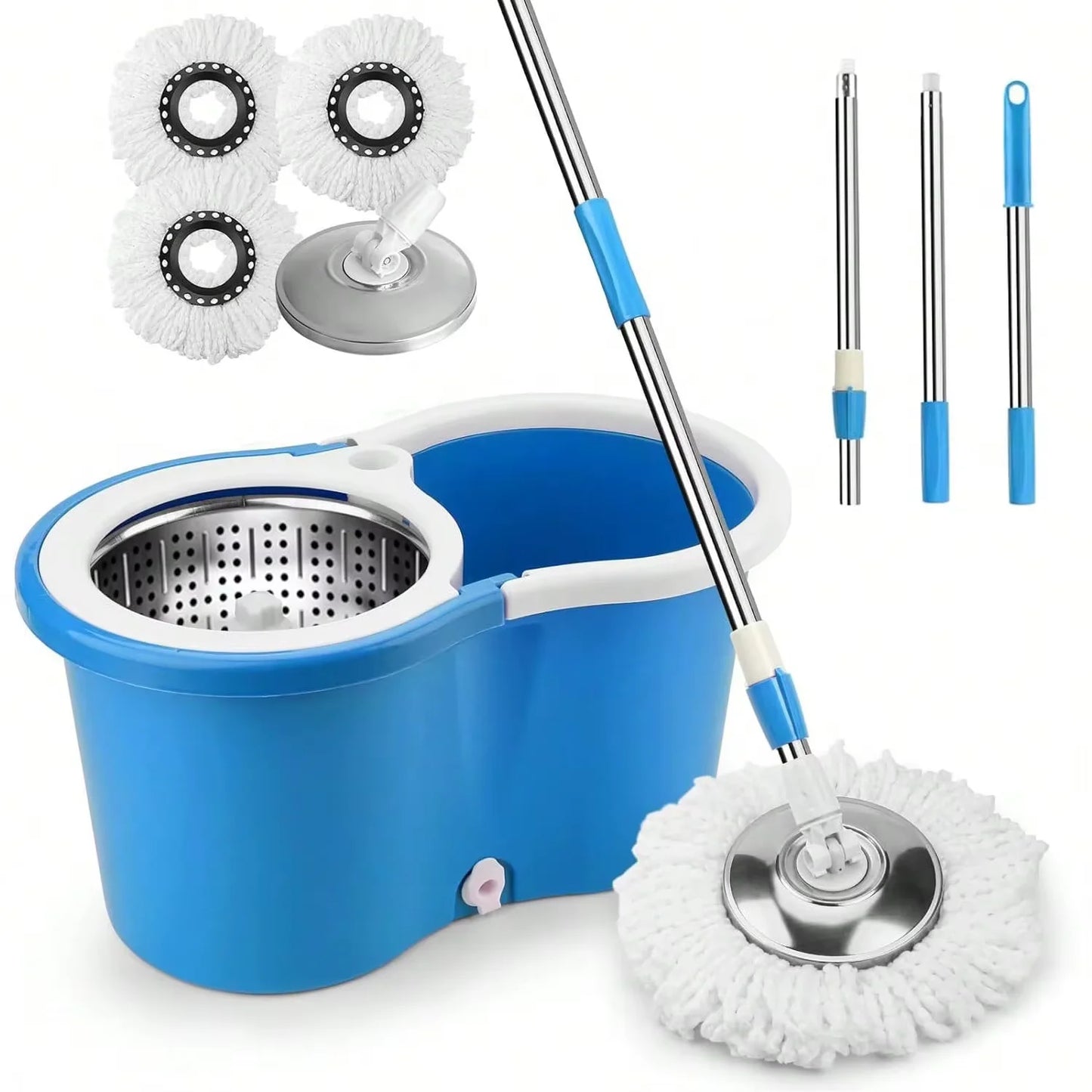 Heavy‑Duty Spin Mop & Bucket System – 360° Rotating Floor Cleaner with Adjustable Handle & 3 Mop Heads
