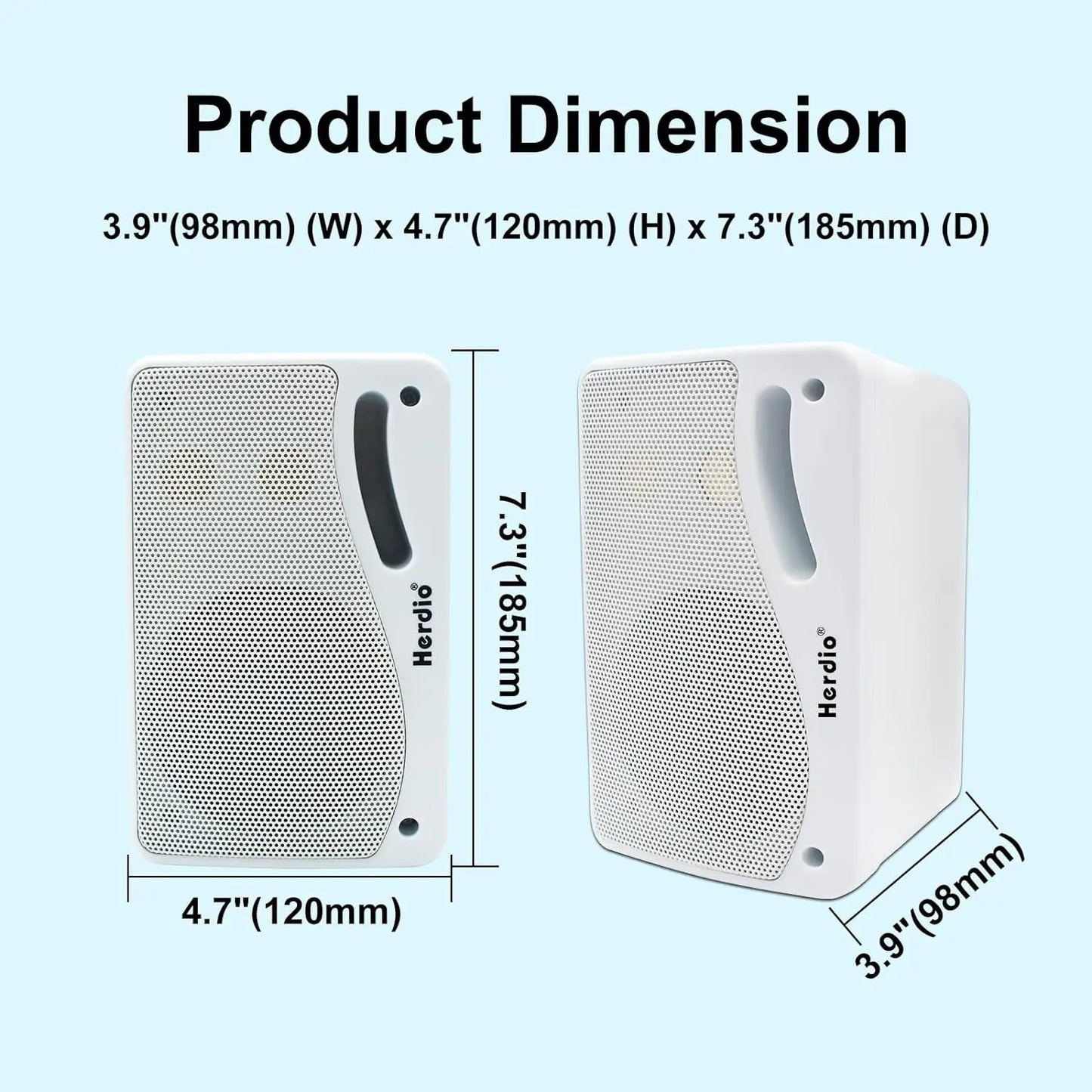 Herdio 3.5'' 2PCS Passive Outdoor Speakers Wired Waterproof 200W 3 Way Premium Mountable Wall Mount Speakers With Superior Sound
