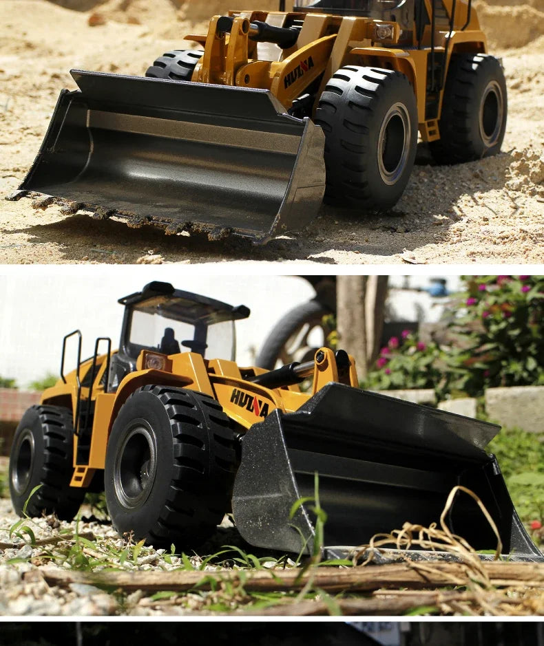 HUINA 22CH 1583 RC Bulldozer 1/14 Semi-Alloy Remote Control Loader Car Engineering Forklift Vehicle Toys for Children
