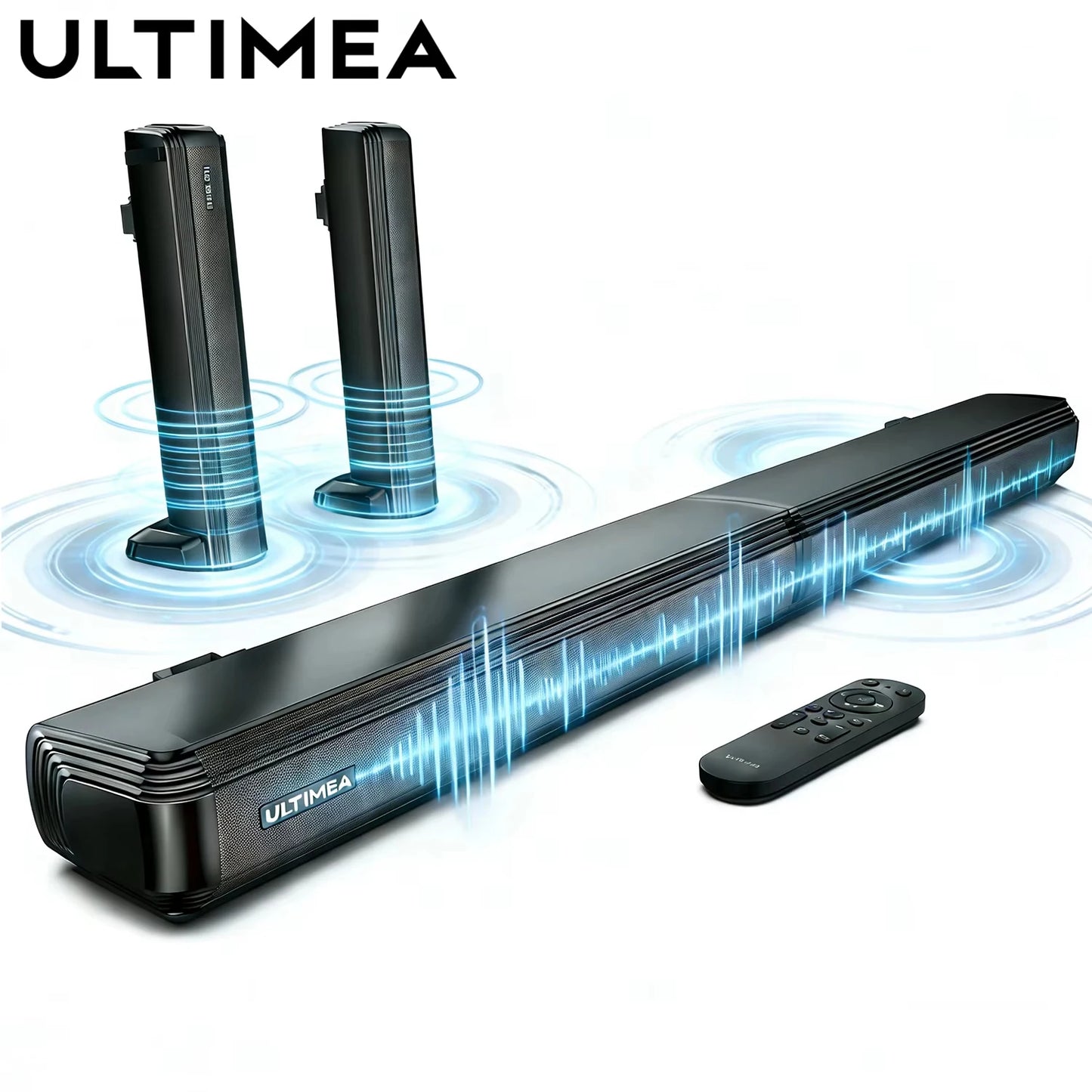 ULTIMEA Apollo S40 2.2ch Soundbar Peak Power 100W, 2-in-1 Detachable Bluetooth 5.3 Soundbar for TV, 3 EQ Modes, Bass Adjustable
