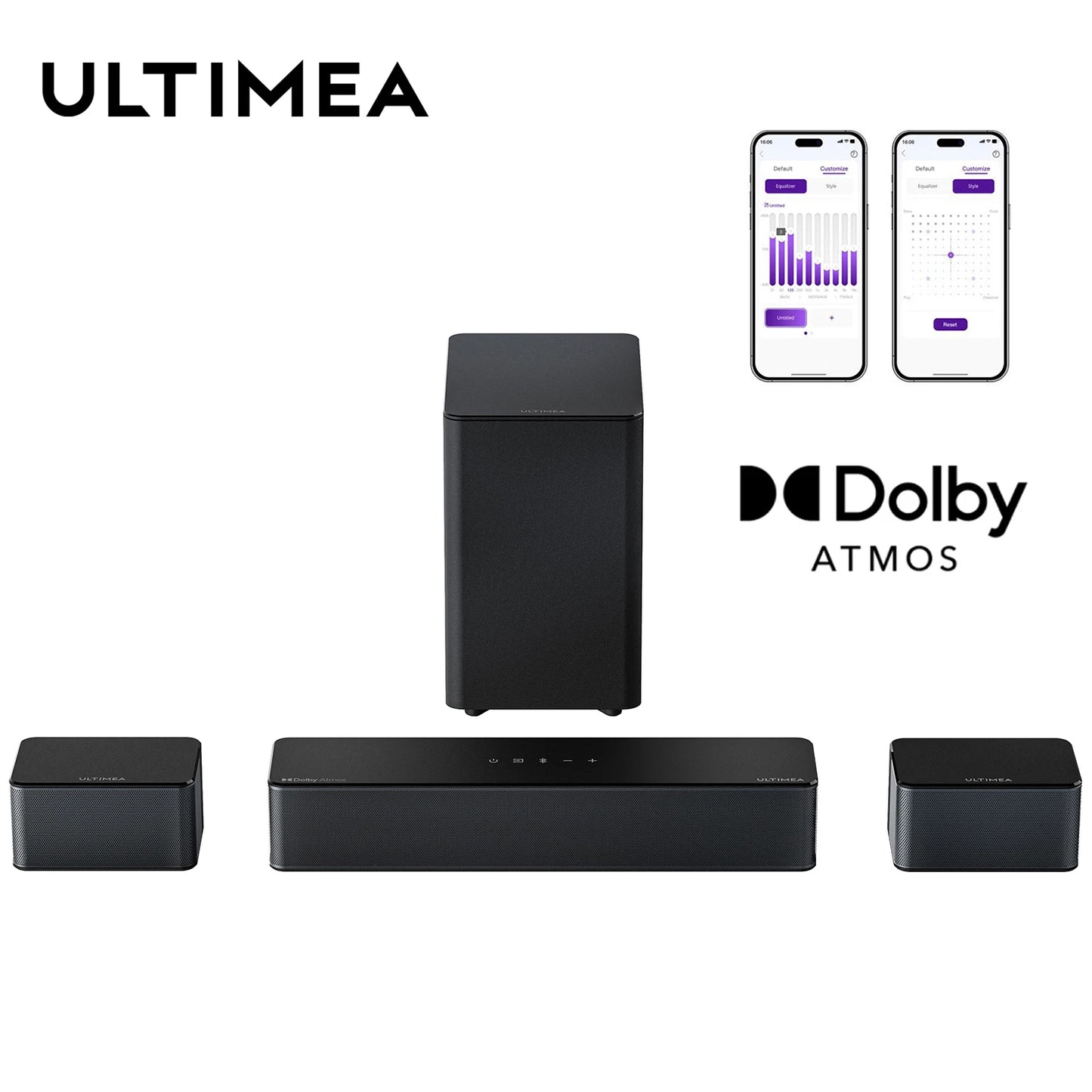 ULTIMEA 5.1 Soundbar with Dolby Atmos, 3D Surround System Soundbar for TV with Wireless Subwoofer,  APP Control, Home Theater TV